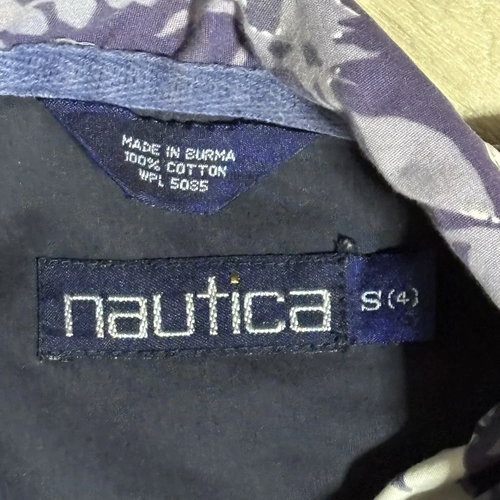 Nautica Hawaiian shirt Kids size 4 Purple Floral Cotton‎ Summer Y2K